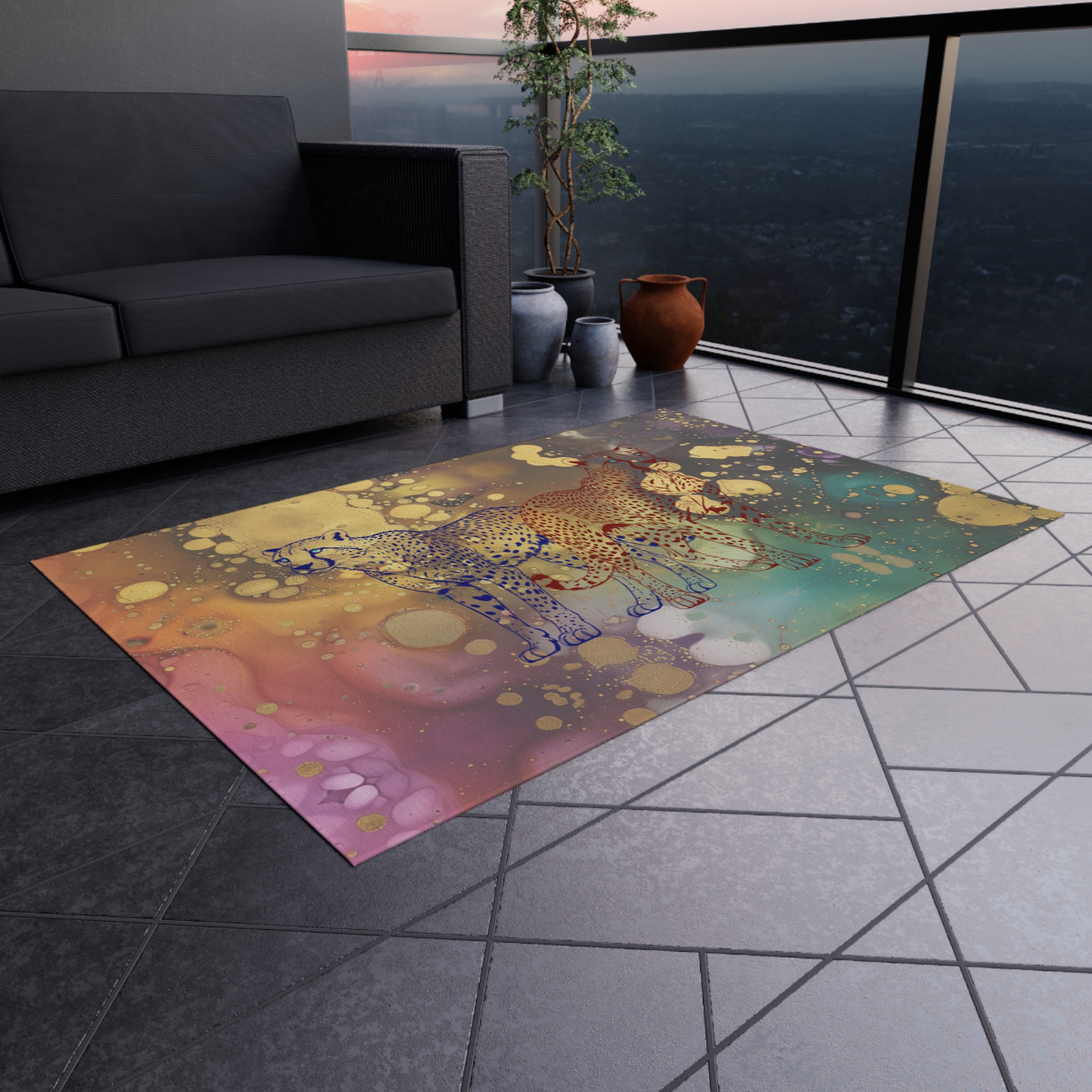 Chasing Gold Outdoor Rug - Image 4