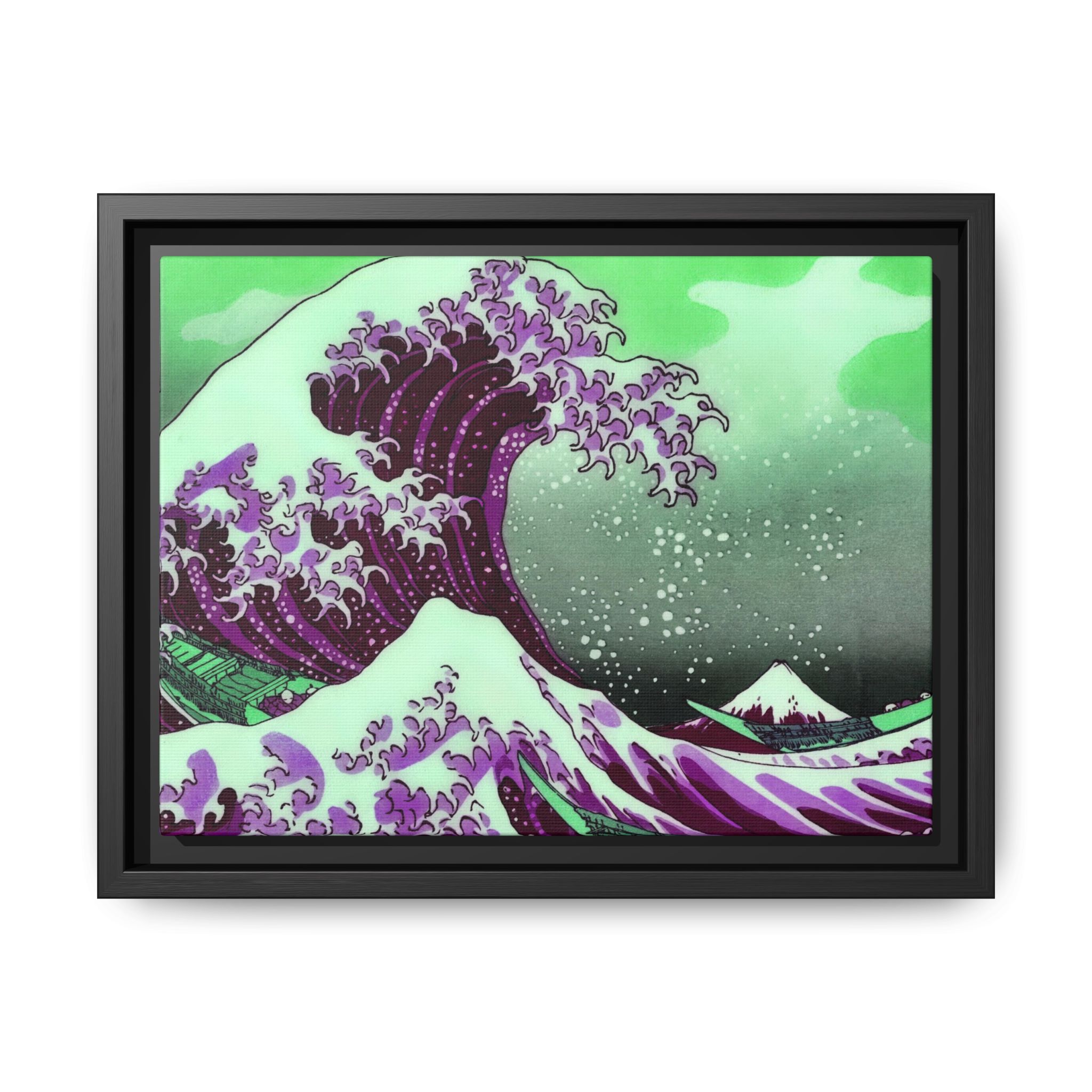 Great Wave off Kanagawa - Purple - Framed Canvas