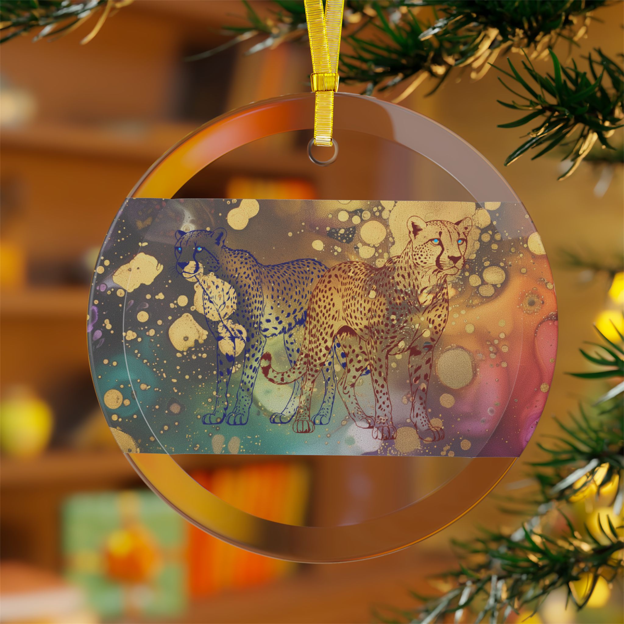 Chasing Gold Glass Ornament