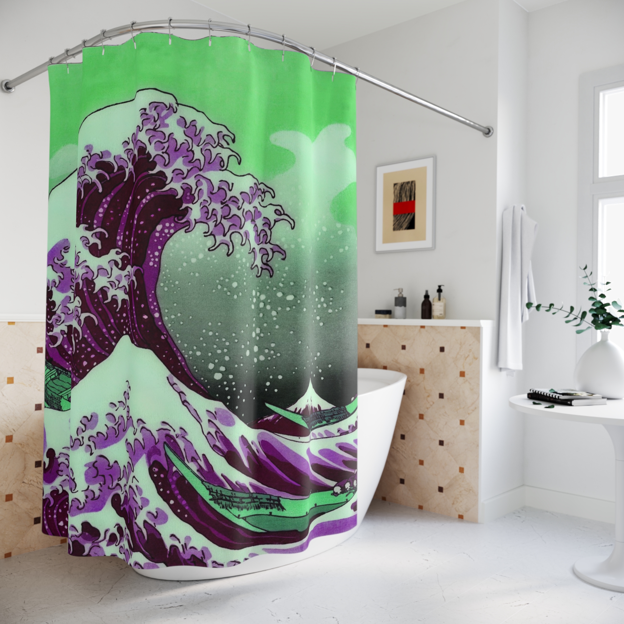 Great Wave off Kanagawa - Purple Shower Curtain - Image 2