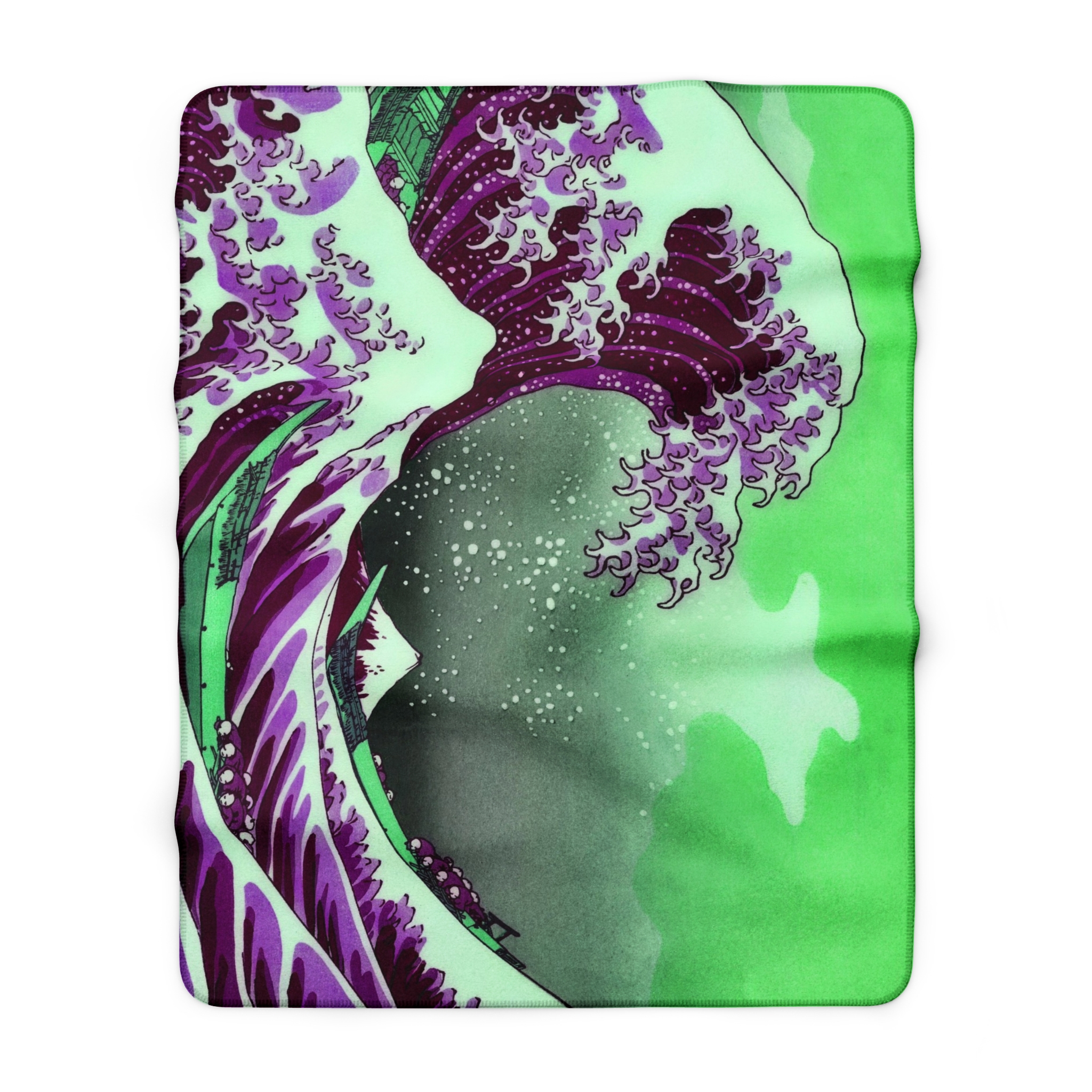 Great Wave off Kanagawa - Purple Sherpa Blanket - Image 3