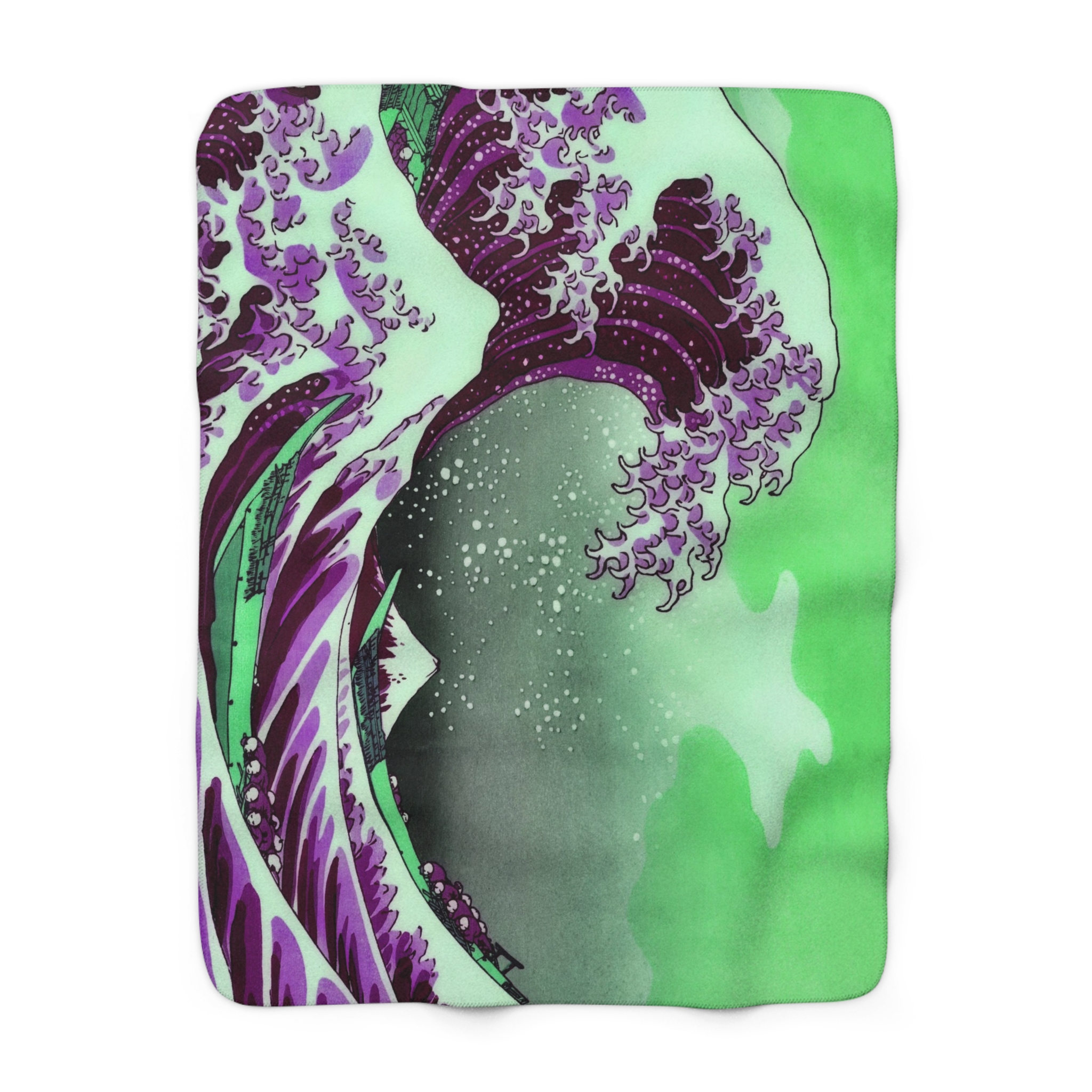 Great Wave off Kanagawa - Purple Sherpa Blanket - Image 2