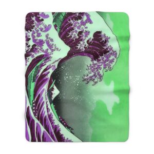 Great Wave off Kanagawa - Purple Sherpa Blanket