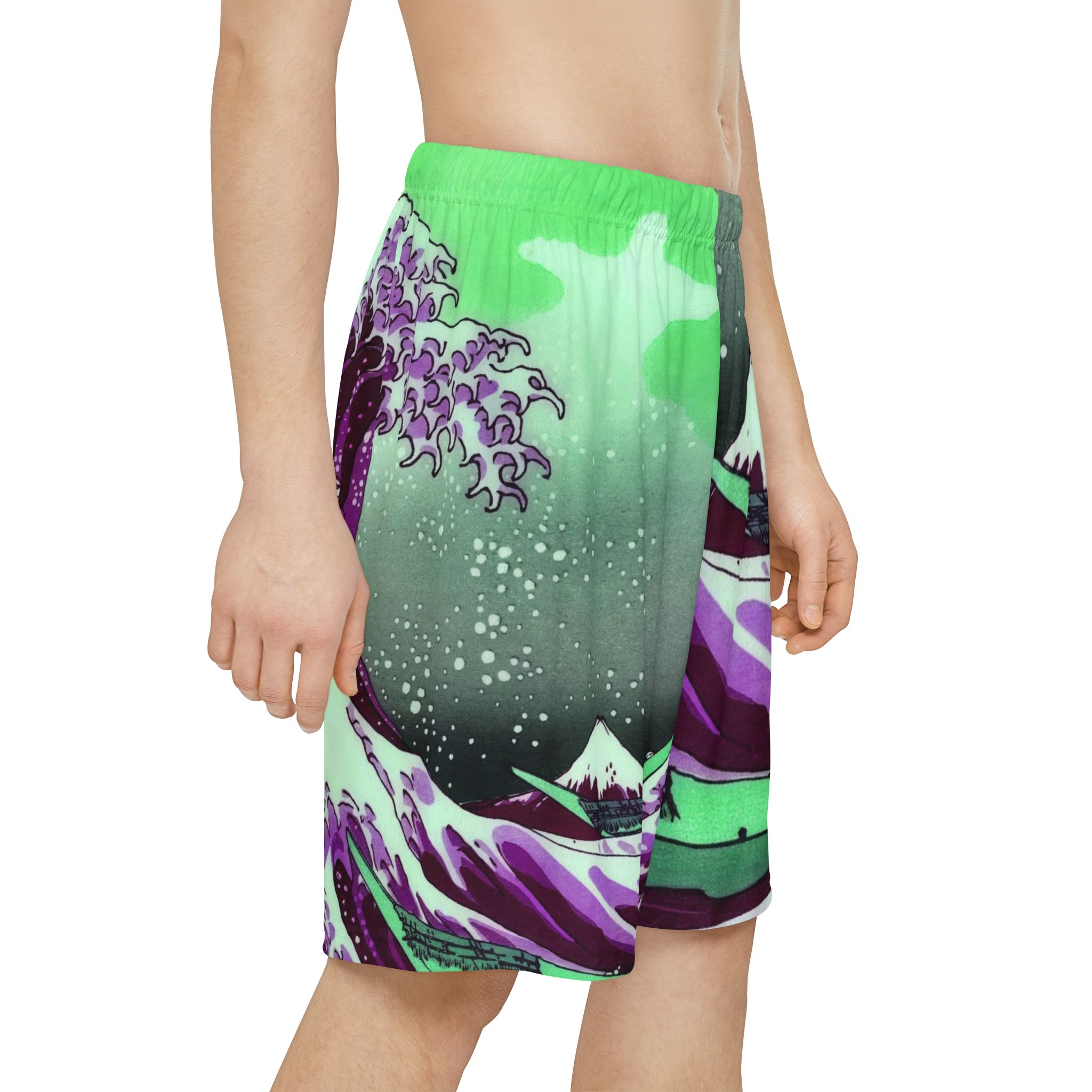 Great Wave off Kanagawa - Purple Men’s Shorts - Image 4