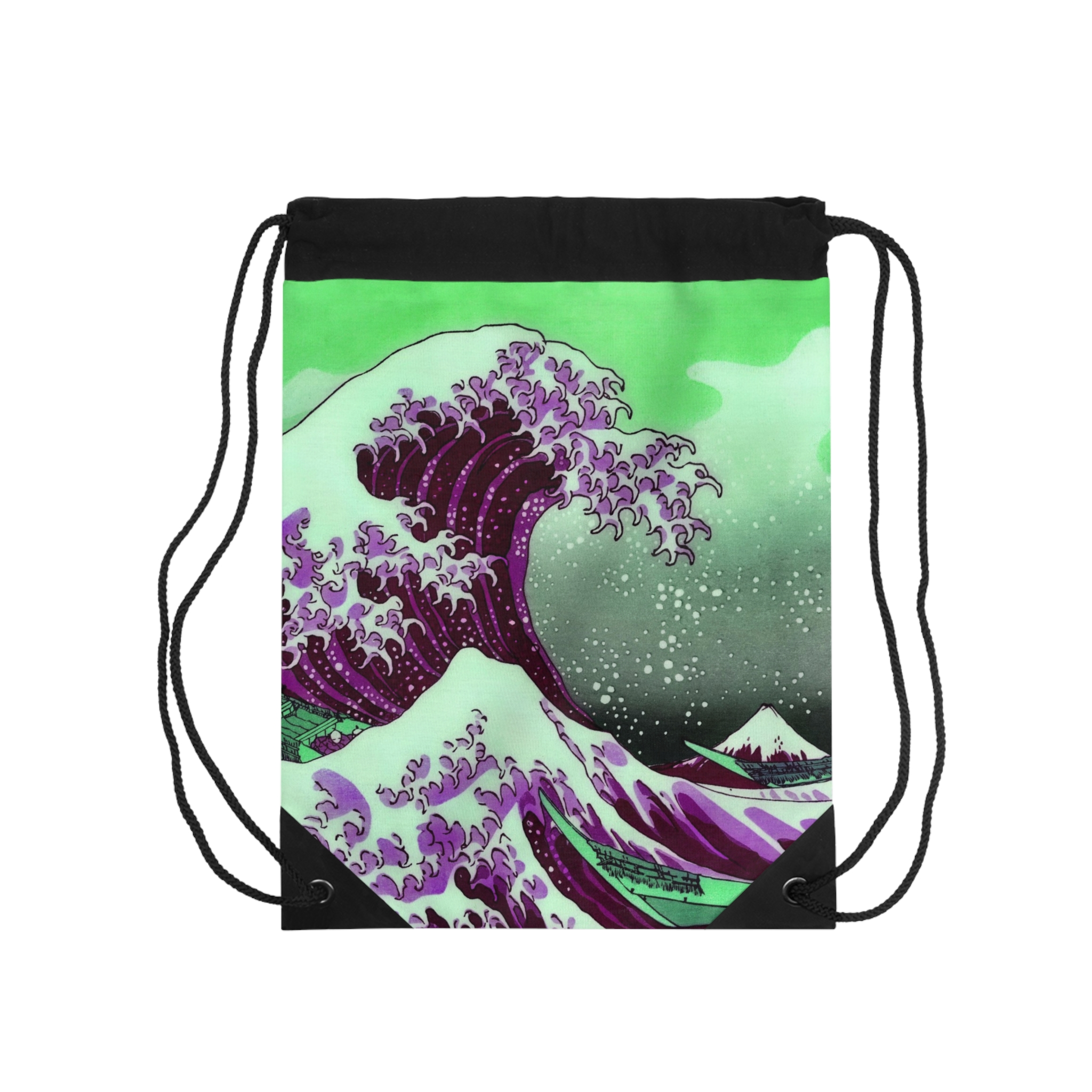 Great Wave off Kanagawa - Purple Drawstring Backpack