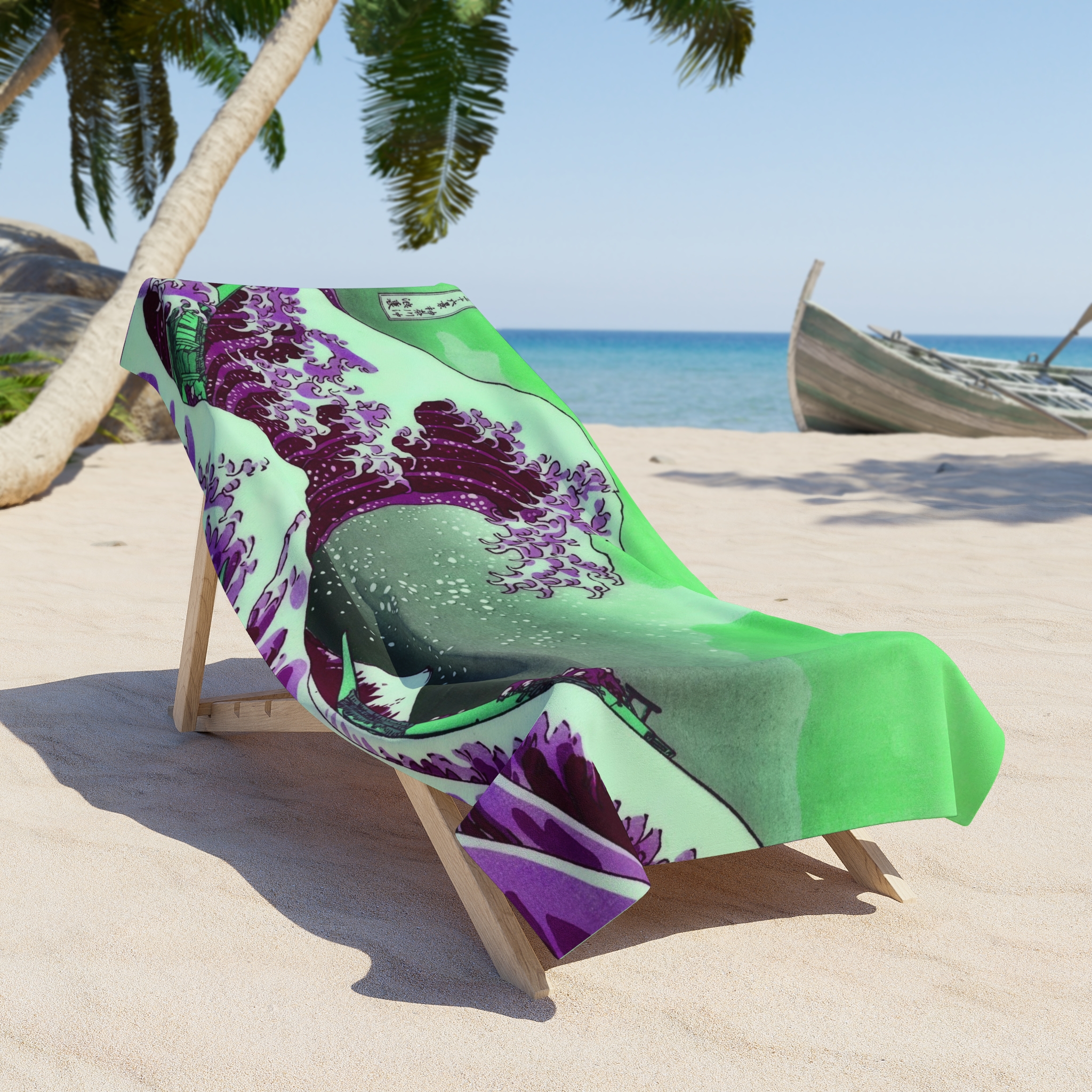 Great Wave off Kanagawa - Purple Beach Towel - Image 2