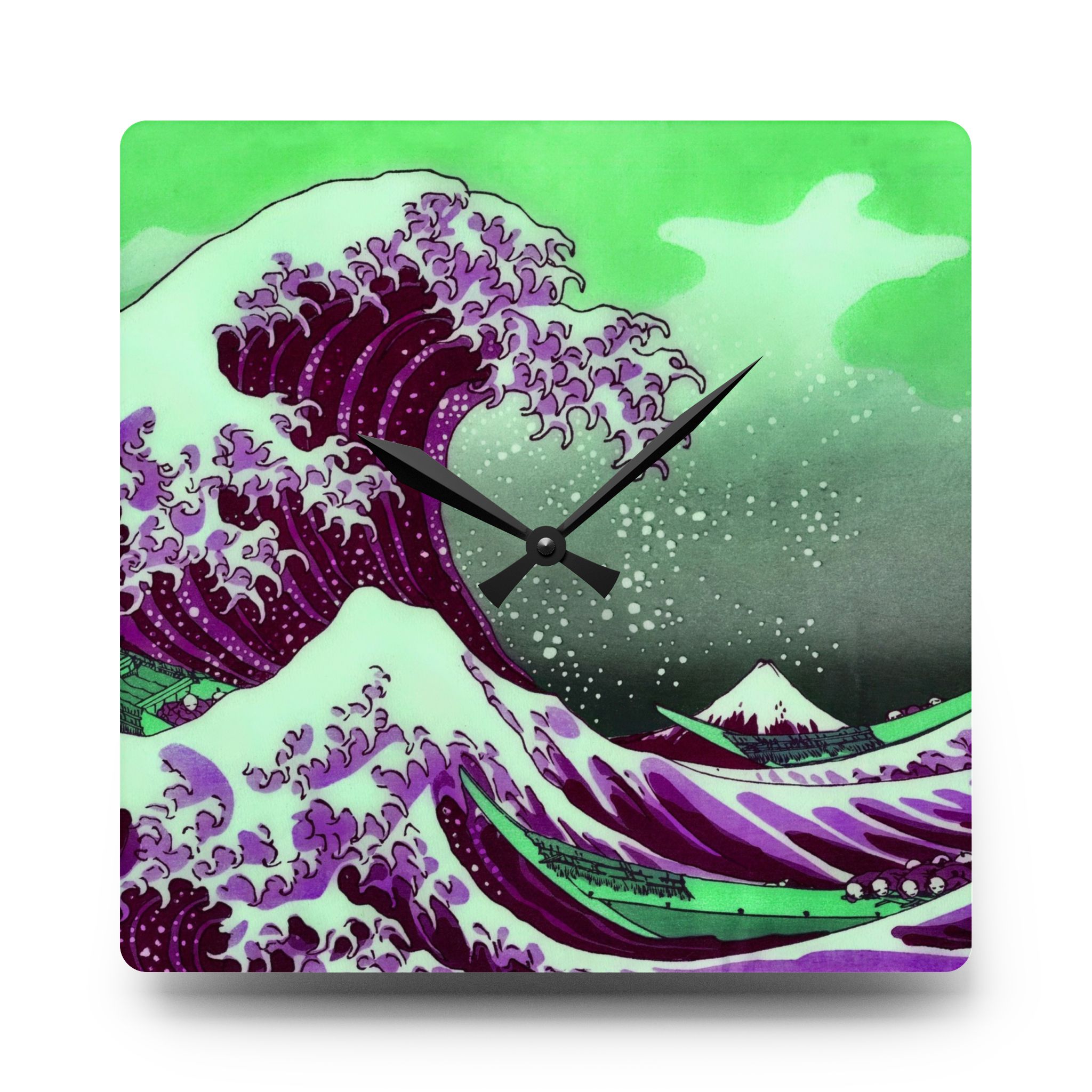 Great Wave off Kanagawa - Purple Acrylic Wall Clock - Image 3