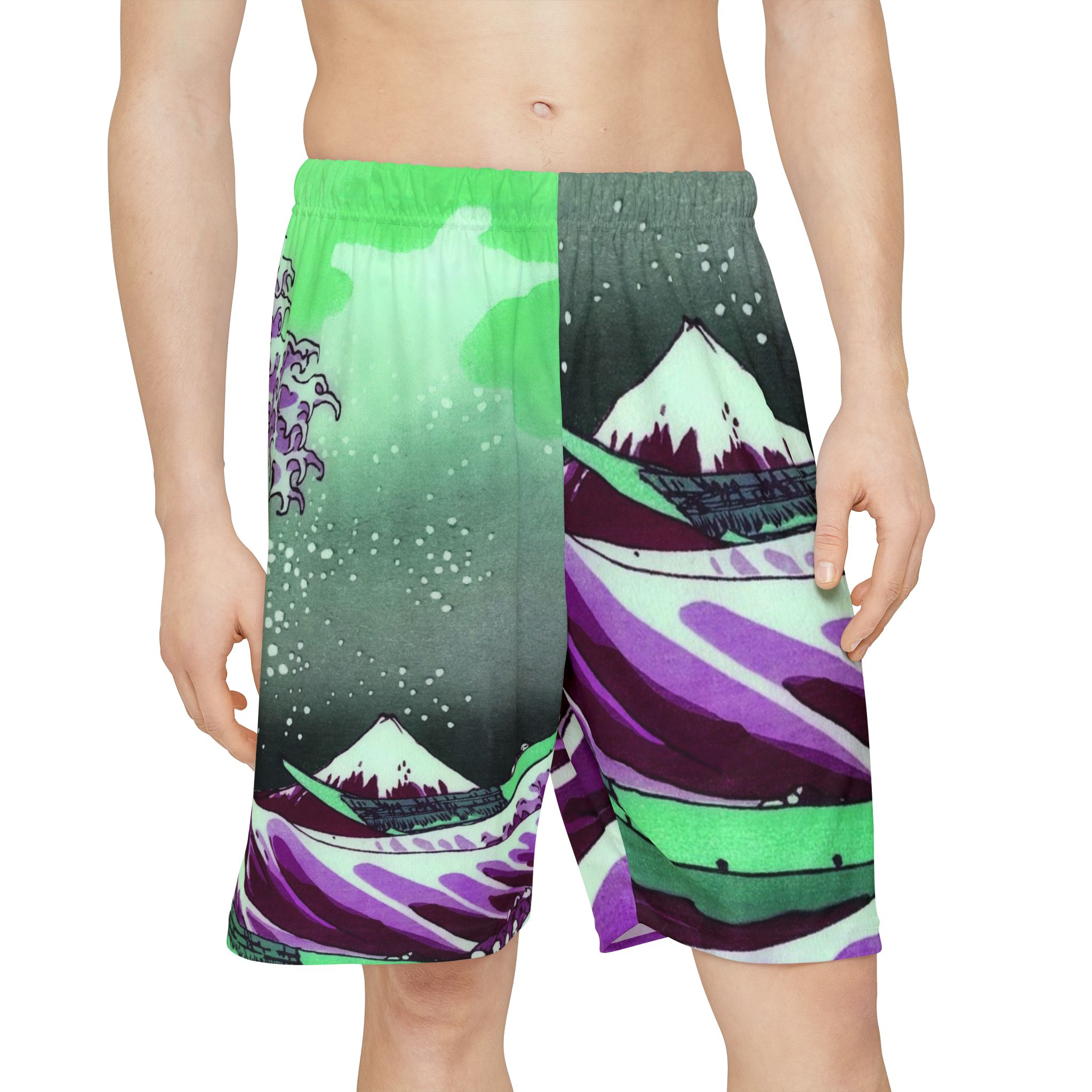 Great Wave off Kanagawa - Purple Men’s Shorts - Image 5