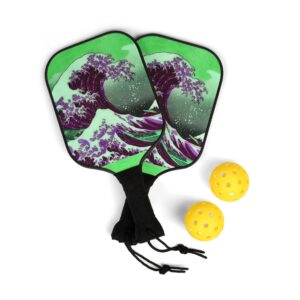 Great Wave off Kanagawa - Purple Pickleball Set