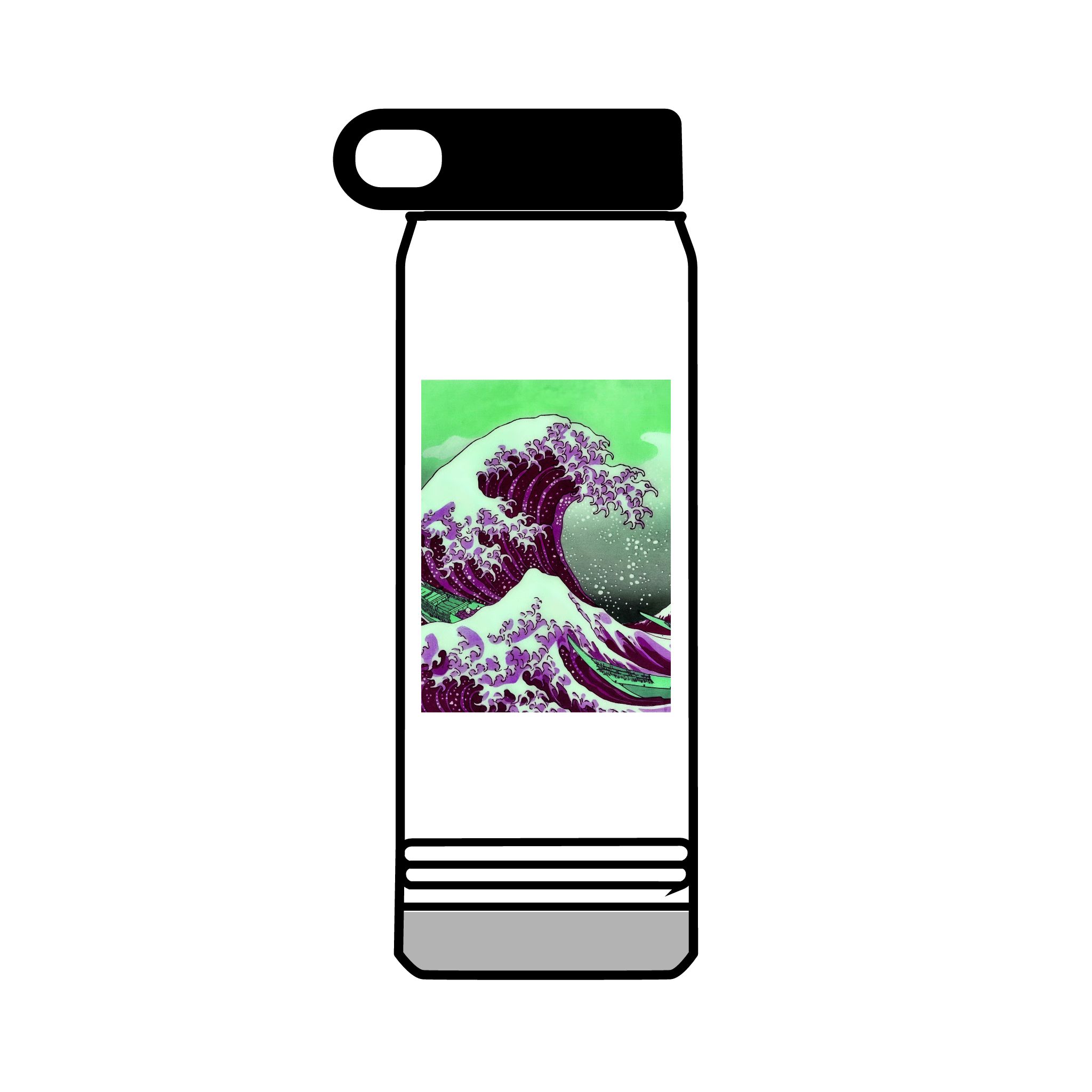 Great Wave off Kanagawa - Purple Gym Bottle