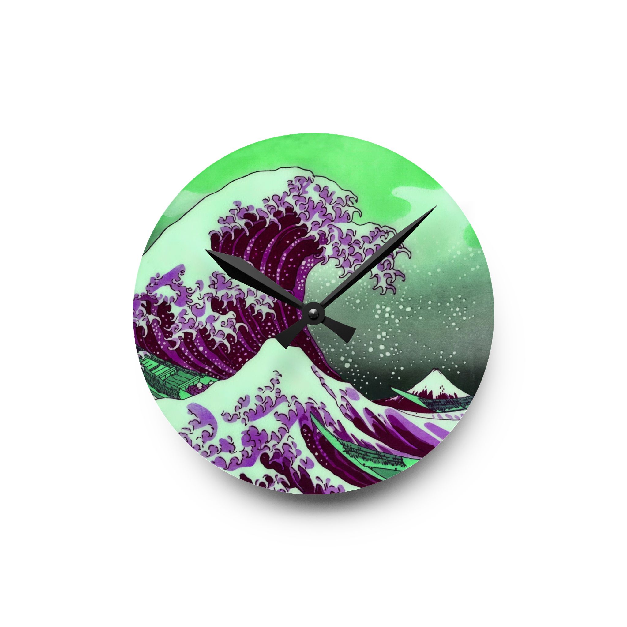 Great Wave off Kanagawa - Purple Acrylic Wall Clock - Image 2