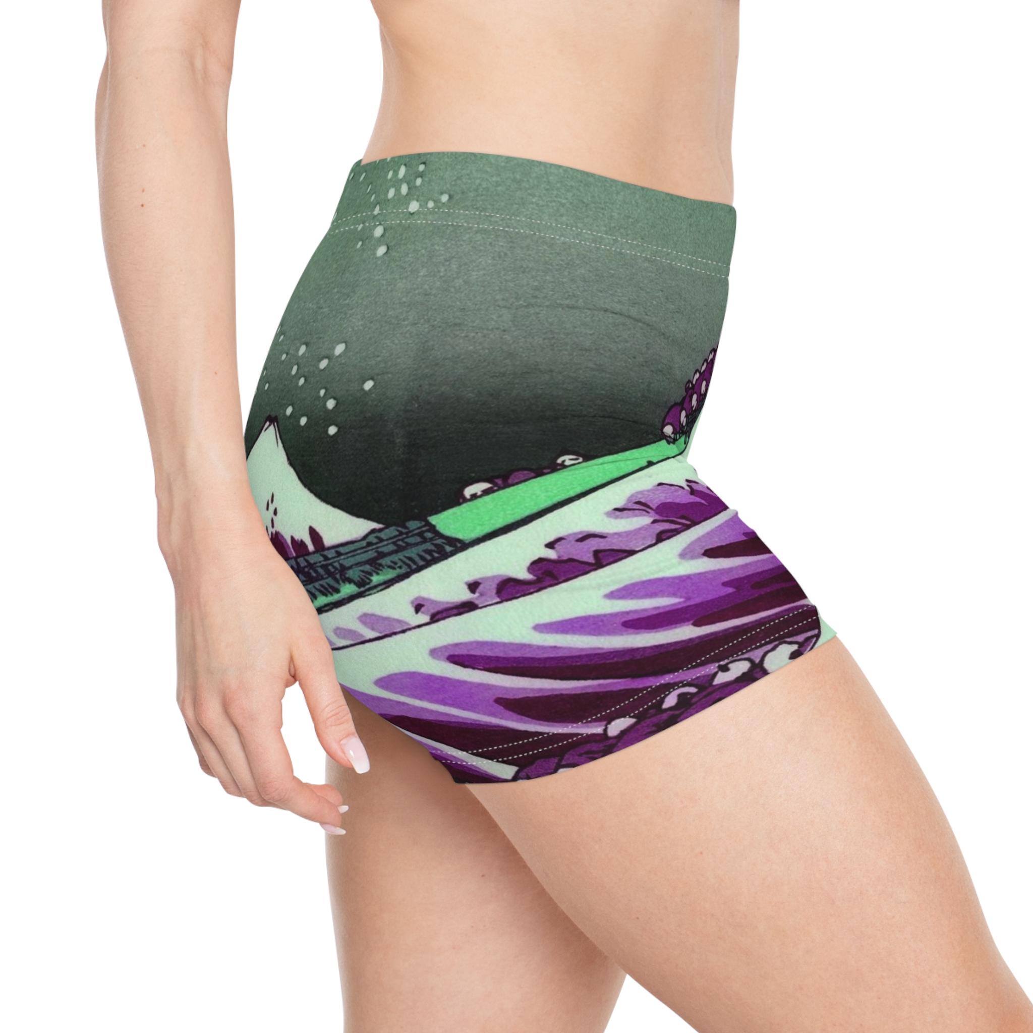 Great Wave off Kanagawa - Purple Women's Shorts - Image 5