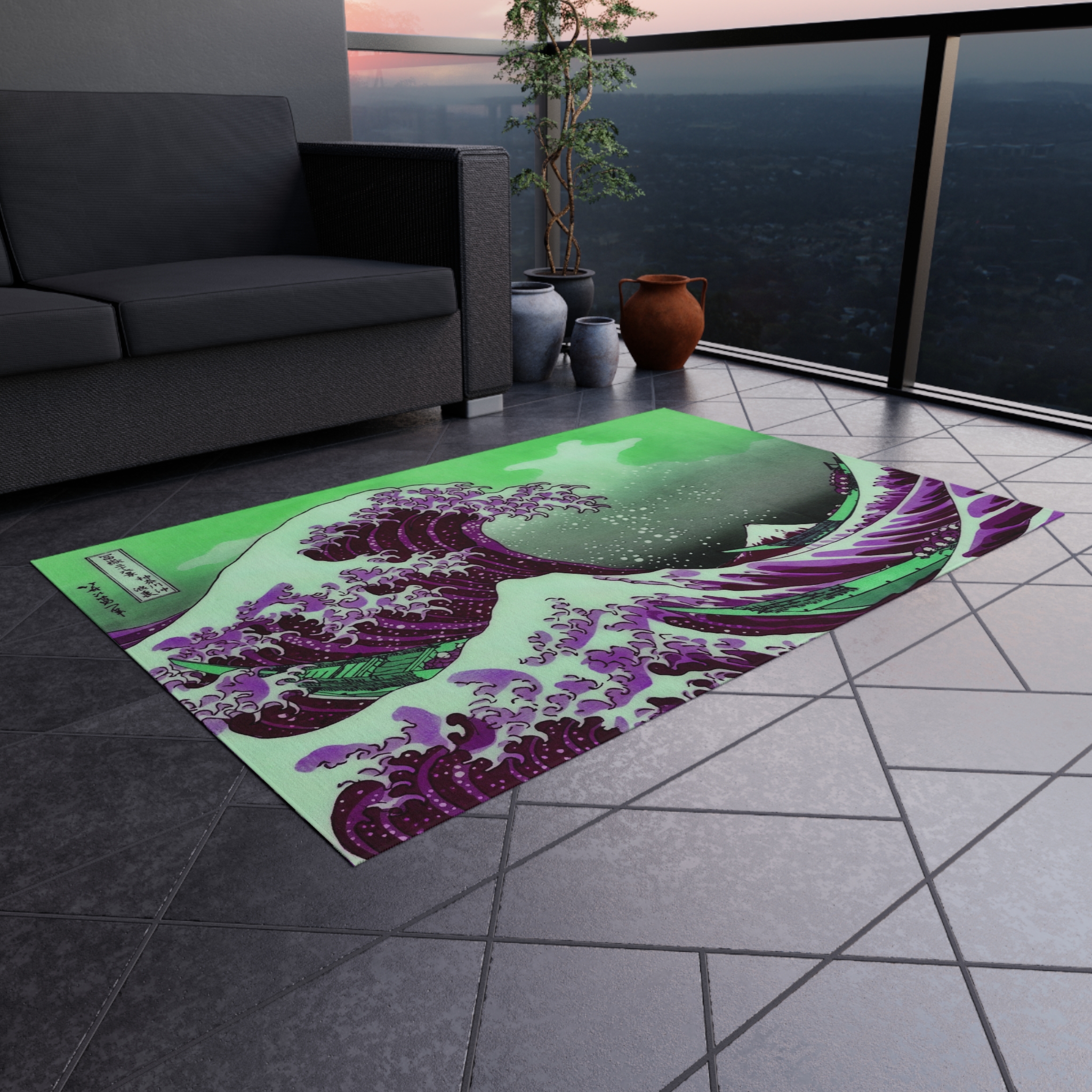 Great Wave off Kanagawa - Purple Outdoor Rug - Image 4