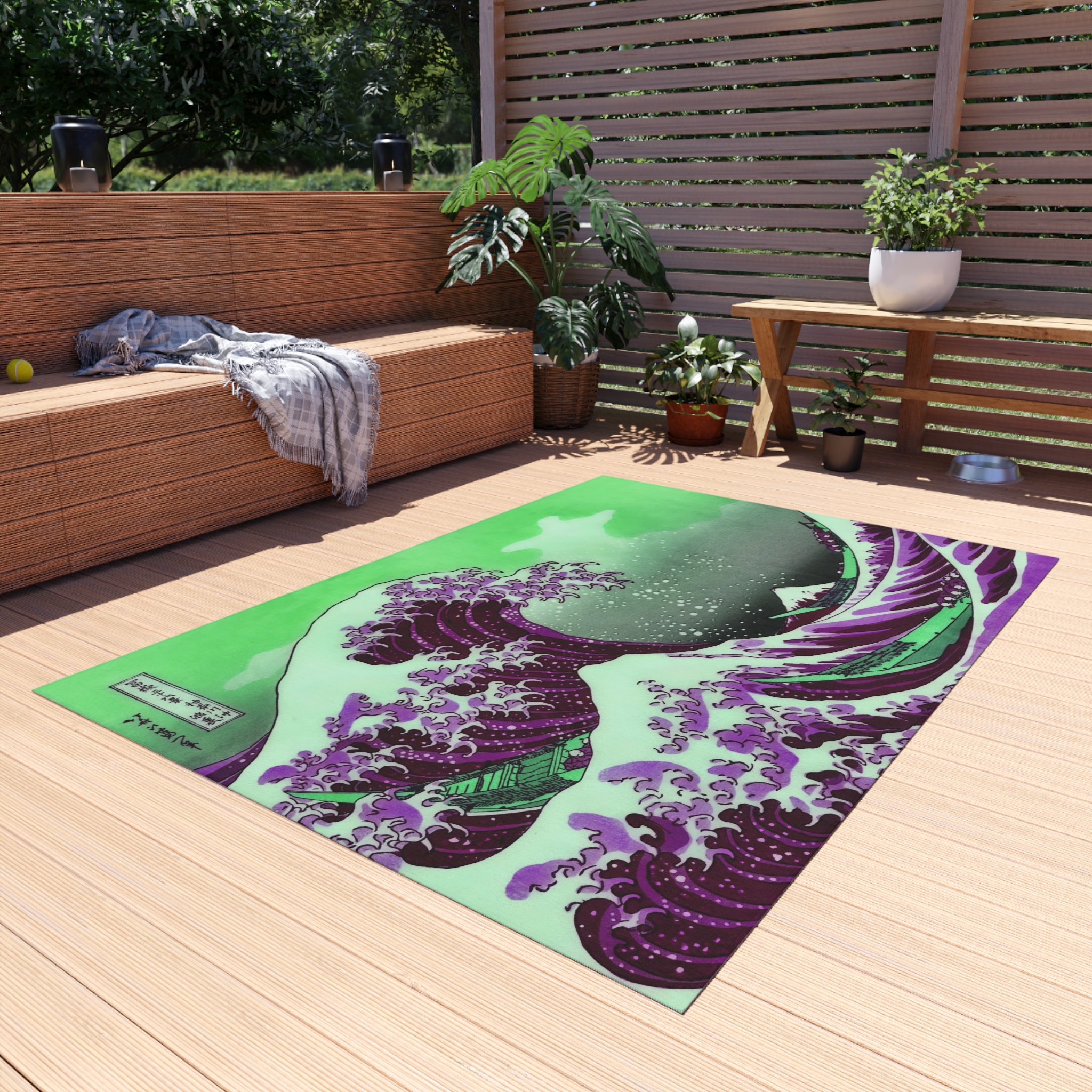 Great Wave off Kanagawa - Purple Outdoor Rug
