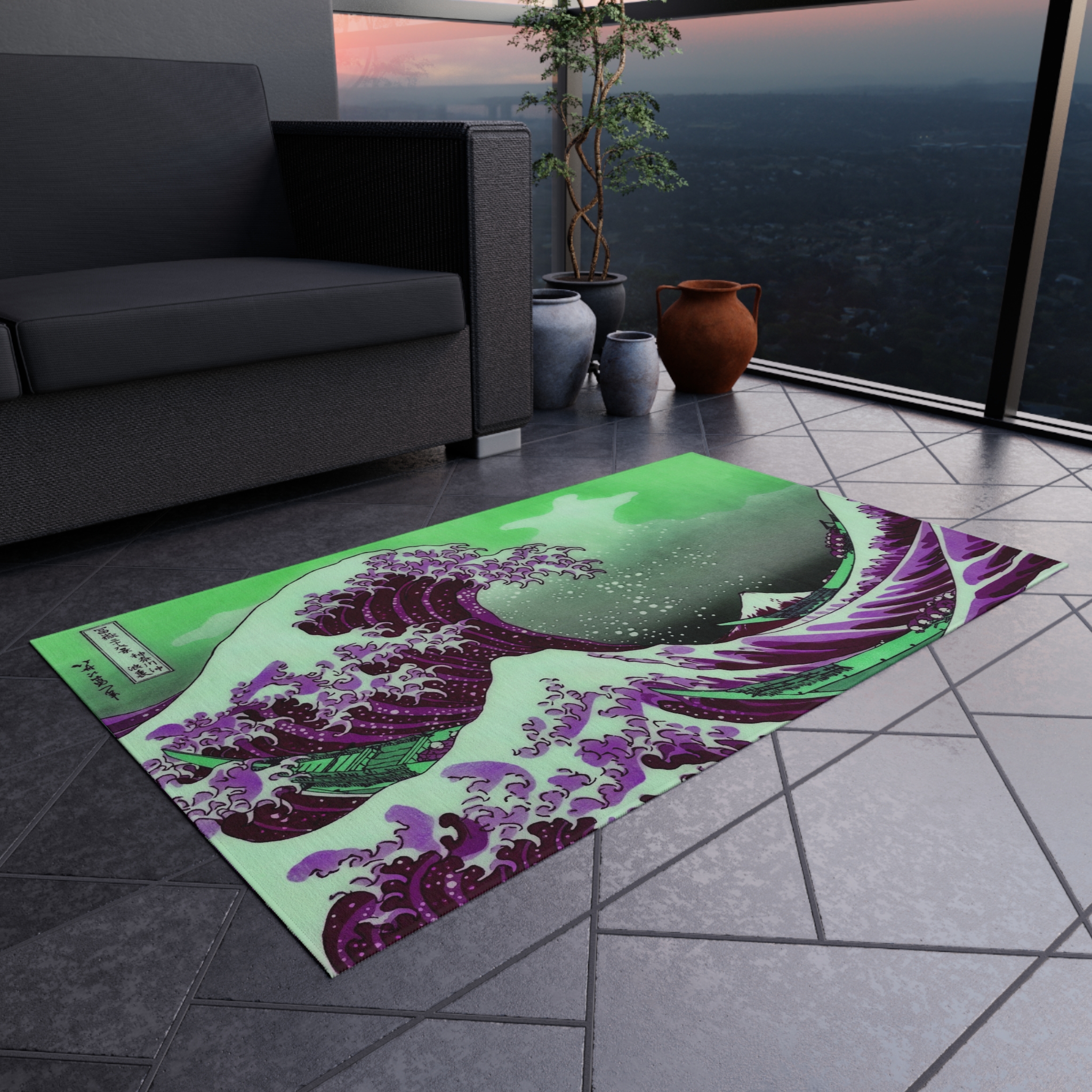 Great Wave off Kanagawa - Purple Outdoor Rug - Image 3