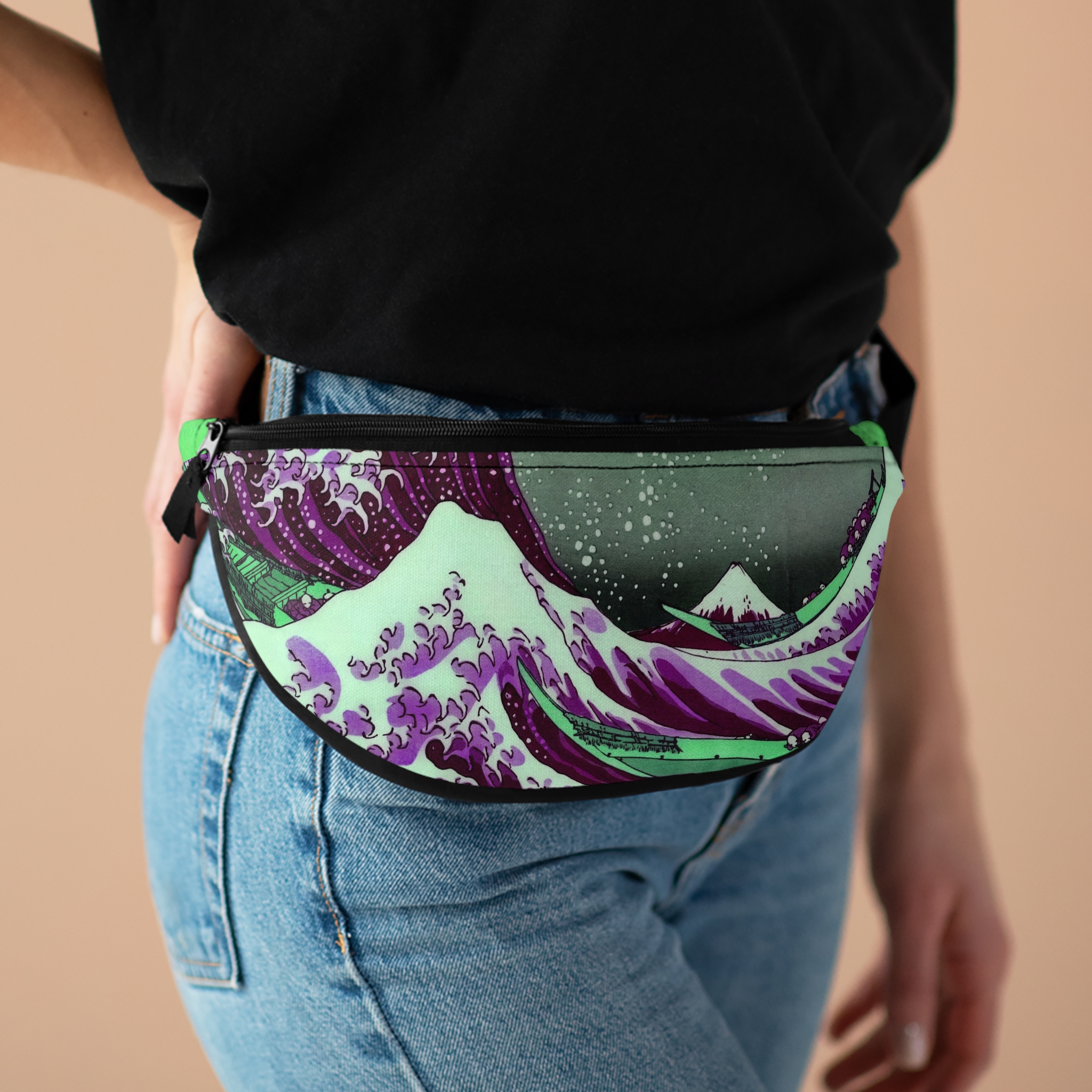 Great Wave off Kanagawa - Purple Fanny Pack